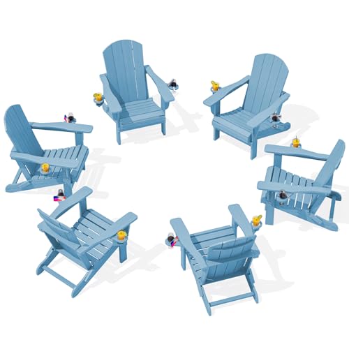 Outdoor Adirondack Chair Set of 6 with Cup Holders