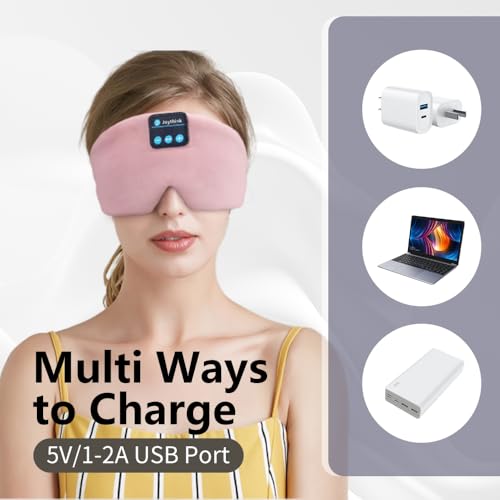 Sleep Headphones Bluetooth Sleep Mask Silk Kids Children Headband Earphones Bluetooth Eye Mask for Sleeping On Side Blackout Soft Sleep Earphones Music Eye Cover