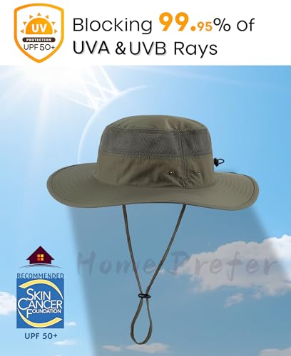 Men's Sun Hat UPF 50+ Wide Brim Bucket Hat Windproof Fishing Hats