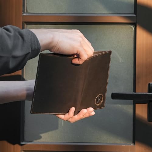 Polare Leather AirTag Passport Holder RFID Blocking Travel Bifold Wallet