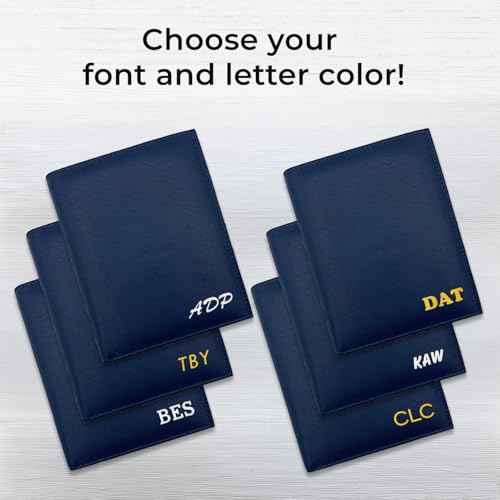 Deluxe Personalized Monogrammed Navy RFID Leather Passport Wallet