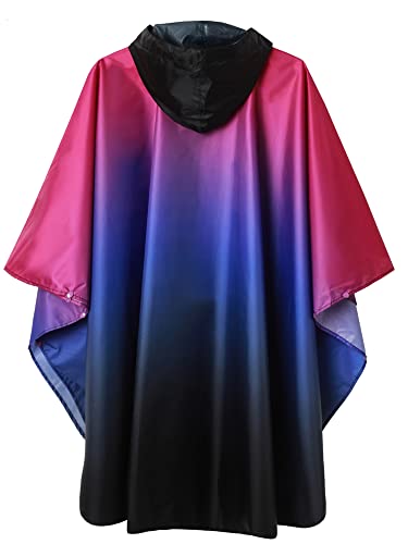 Adult Rain Poncho Waterproof Hooded Zipper Raincoat with Pockets