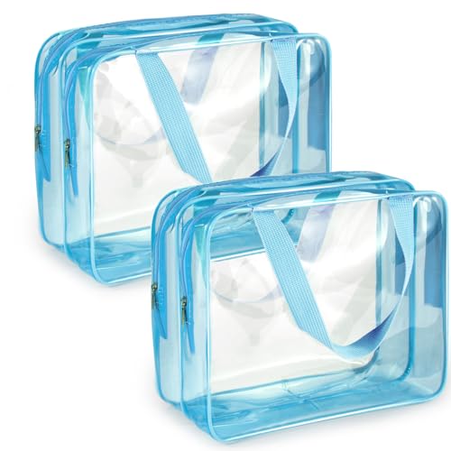 2Pcs Crystal Clear PVC Travel Toiletry Bag Kit for Women Men (2 Count)
