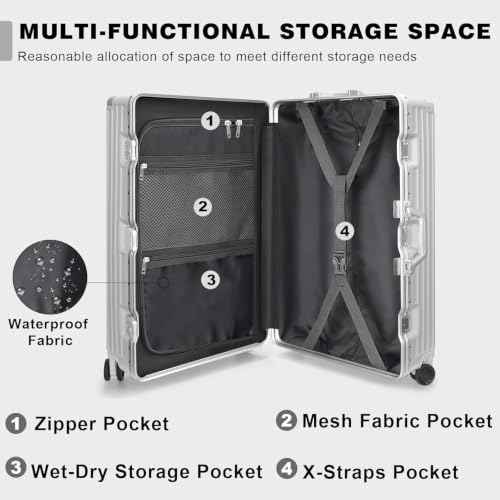 Luggage Sets 2 Piece Aluminum Frame Carry On and Checked Suitcase PC ABS Hard Shell TSA Lock No Zipper