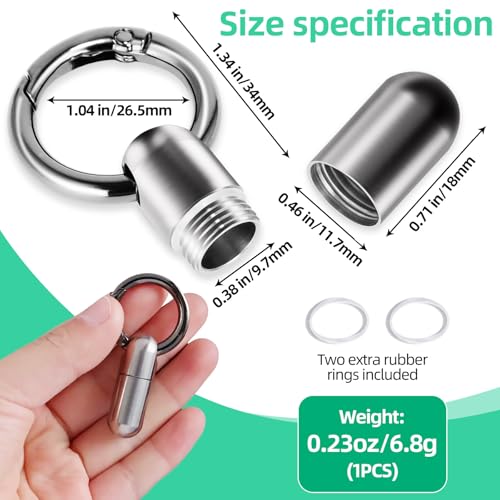 Titanium Keychain Pill Holder Waterproof Lightweight Portable Pocket Mini Pill Case for Emergency Medicine Travel Fits Daily Purse Wallet Small Pill Box Containers