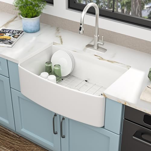 33"x19" White Farmhouse Kitchen Sink