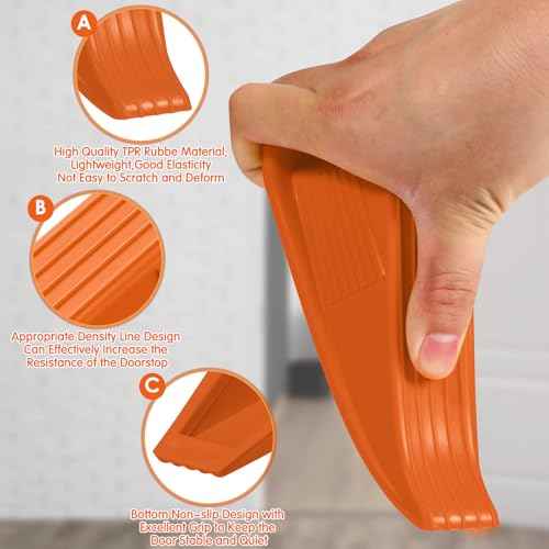 2 Pcs Heavy Duty Rubber Door Stops Wedge Stackable (2 Count)