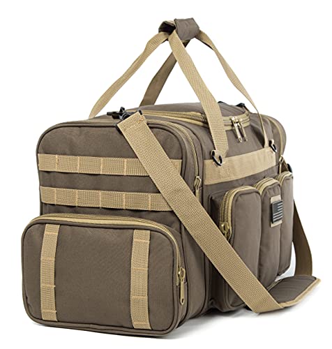 Tactical Range Duffel Heavy Duty Military Molle Gear Travel Sports Gym Bag Lockable Zippers with US Flag Patch