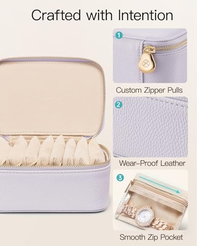 Travel Jewelry Case with 8 Velvet Jewelry Bags Travel Jewelry Storage Box Jewelry Organizer for Necklace Rings Earrings Teen Girls Gifts Trendy Stuff