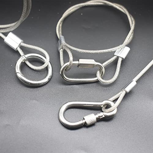 1/8"(3mm) Wire Diam Stainless Steel Cable Eyelets Loops Short Rope Lanyard Safety Tether Chain Lock with Vinyl Coated Cover, 20Pcs 6" Long Clear (20 Count)