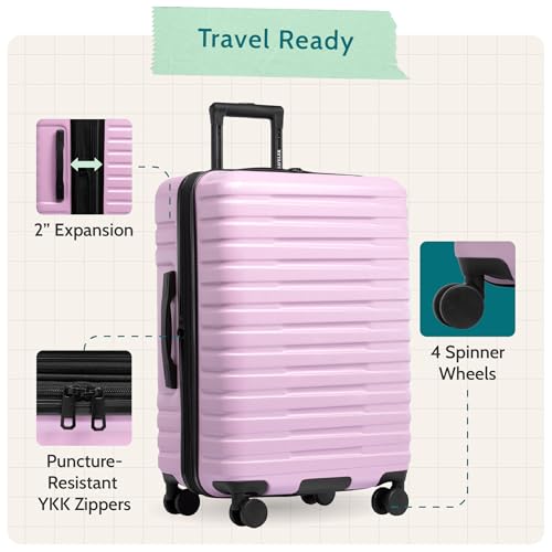 Boren Expandable Hardside Rugged Travel Luggage with 8 Spinner Wheels