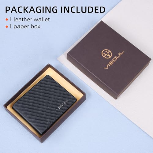 Mens Bifold Wallet with 2 ID Windows Carbon Fiber Leather