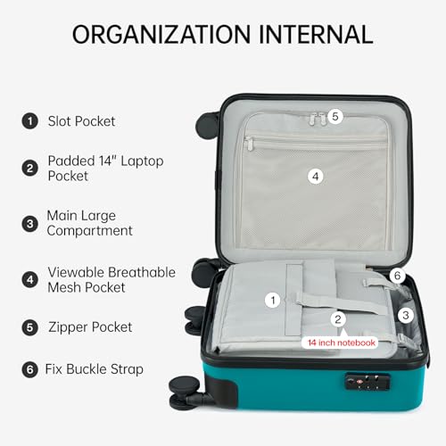 Underseat Carry On Luggage With Wheels 16 Inch Underseat Carry On bag Small Suitcase Hard Case Luggage With TSA Approved Mini Personal Item Travel Luggage
