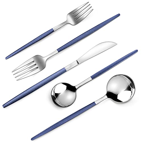 Mirror Silver Blue Silverware Set (4 Count)