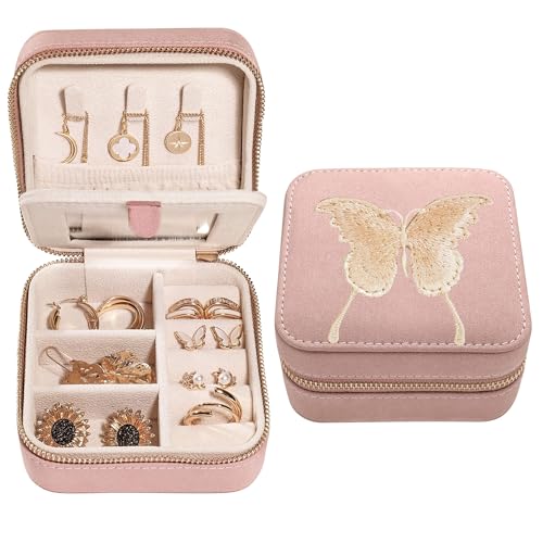 Travel Jewelry Organizer Boxes for Women Small Portable Necklace Earrings Bracelet Rings Travel Case Best Friend Birthday Gifts for Women Trendy