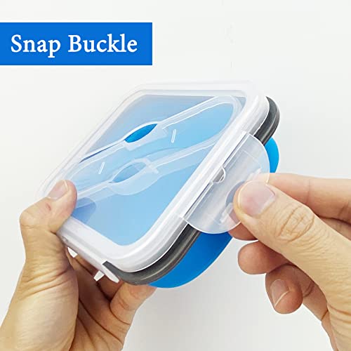 Small Silicone Collapsible Snacks Container with lid and 2 in 1 Spoon & Fork