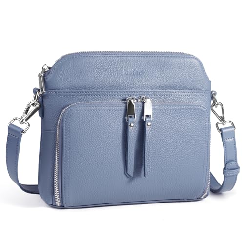 Real Leather Crossbody Bags for Women Travel Wallet Purse Blue