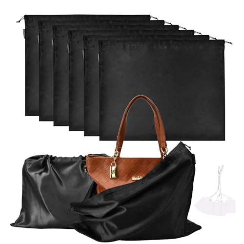 6 Pack Dust Bags for Handbags Silk Dust Cover Bag for Handbags Purses Shoes Boots (6 Count)