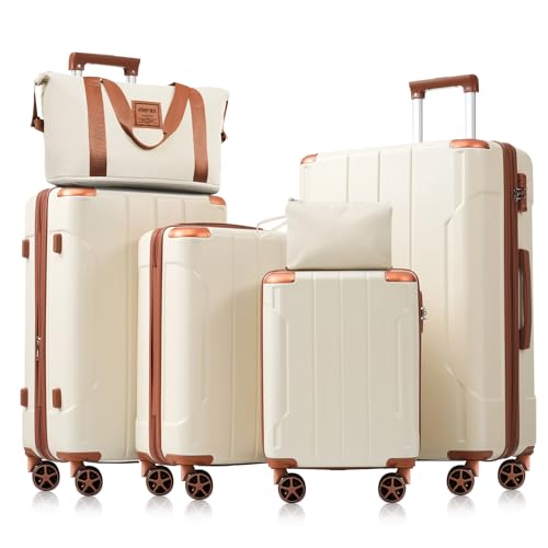 Luggage Set 6 Piece Expandable Lightweight ABS Hardshell Suitcases with Wheels (6 Count)