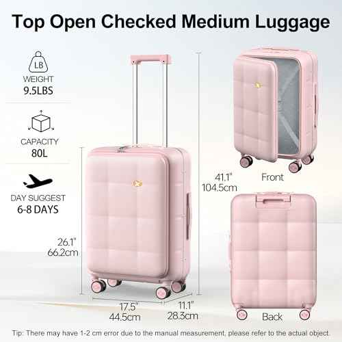 24 Inch Checked Luggage Hard Shell Suitcase Top Opening Suitcases