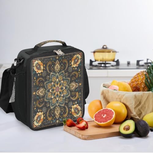 Vintage Flower Kids Lunch Box for Girls Boys Reusable Insulated Lunch Bag for Kids Toddler Thermal Cooler Spacious Lunchbox with Shoulder Strap Lunchbag for School Work Picnic (print 6)
