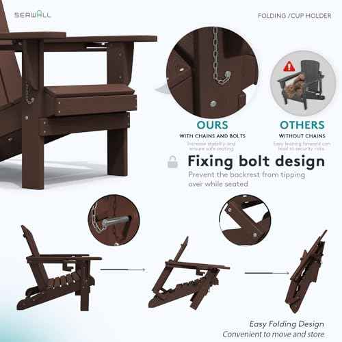 Outdoor Adirondack Chair Set of 4 with Cup Holders (4 Count)