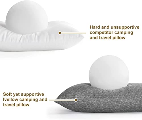 Memory Foam Travel Pillow Compressible Camping Pillow for Sleeping Shredded Memory Foam Pillow Compact Firm Supportive Travel Pillow for Adults Kids Outdoor Backpacking Hiking Essential Gear