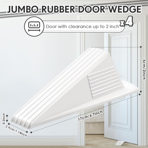 4 Pcs Heavy Duty Rubber Door Stops Wedge Stackable (4 Count)