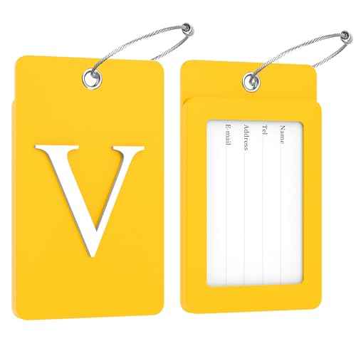 2 Pack Initial Luggage Tags for Suitcases Airplane Travel Essentials (2 Count)