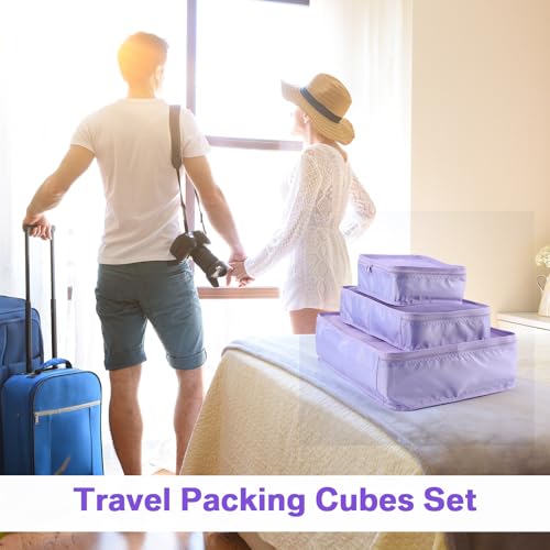 2 Packs 6 Set Travel Packing Cubes Luggage Organizer Set Lightweight Suitcase with Shoe Bag for Clothes Toiletries (2 Count)