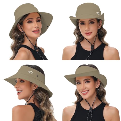 Sun Hats for Women Bucket Hat UV Protection Fishing Hat Wide Brim Safari Hats 2 in 1 Zip