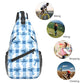 Sling Bag Blue Bows Check Hiking Daypack Crossbody Shoulder Backpack Travel Chest Pack for Men Women