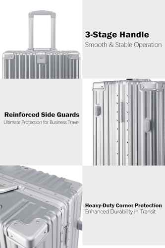 26 Inch Checked Zipperless Luggage with Cup Holder