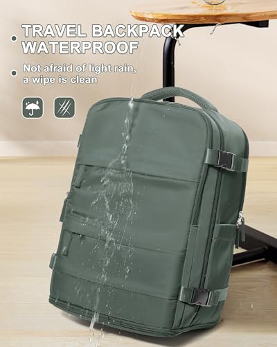 Large Travel Backpack Carry On for Women Man Waterproof Gym Backpacks Mochila de Viaje Teacher Travel Bag Essentials Personal Item Backpack Rucksack Airplane Accessories Must Haves Olive Green