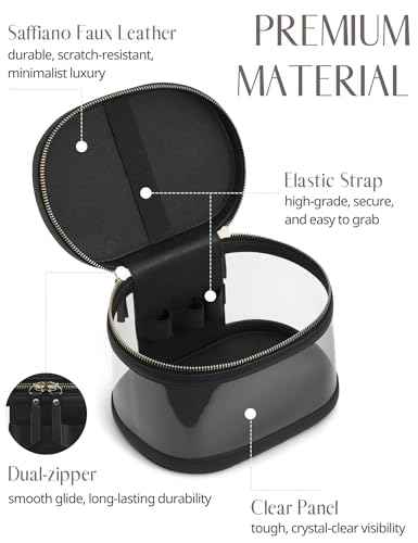 Travel Makeup Bag Clear Compact Make Up Vanity Case with Brush Storage and Top Handle