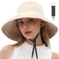 Womens Sun Hats Wide Brim Reversible Bucket Cotton Hat Packable Summer Travel Cap with Hat Clip