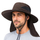 Sun Bucket Hats for Men Women Fishing Hat with Neck Flap Brown