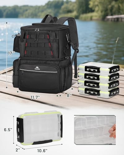 Fishing Backpack with 4 Tackle Box