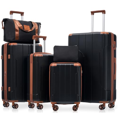 Luggage Set 6 Piece Expandable Lightweight ABS Hardshell Suitcases with Wheels