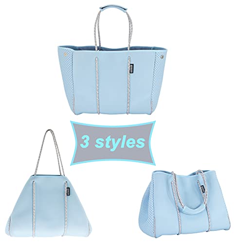 Neoprene Multipurpose Beach Bag Tote with Inner Zipper Pocket