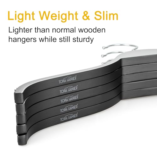 Slim Wooden Hangers with Extra Soft Non (30 Count)
