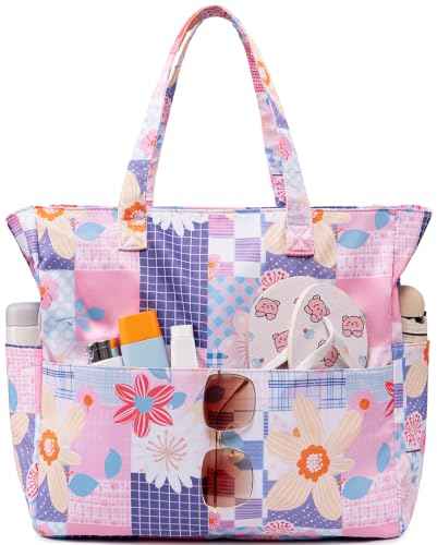Waterproof Beach Tote Pool Bags for Women Ladies Extra Large Carry On Bag With Wet Compartment for Weekender Travel