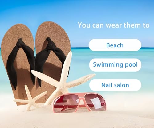 Flip Flops for Women Arch Support Summer Beach Sandals Black Size 8