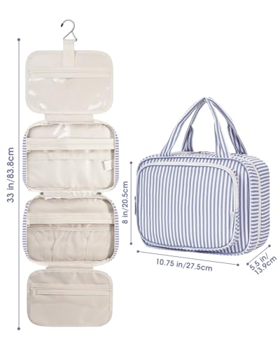 Striped Hanging Toiletry Bag for Women Travel Makeup Bag Organizer Toiletries Bag for Travel Size Essentials Accessories Cosmetics