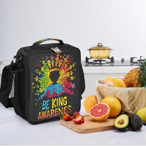 Autism Kids Kids Lunch Box for Girls Boys Reusable Insulated Lunch Bag for Kids Toddler Thermal Cooler Spacious Lunchbox with Shoulder Strap Lunchbag for School Work Picnic (print 9)