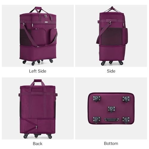 Expandable Large Suitcase 4 Wheels Lightweight Collapsible