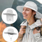 Outdoor Sun Hats with Stowable Neck Flap for Men Women UPF 50+ Mesh Summer Bucket Hat Wide Brim for Fishing Safari Hiking Light Grey