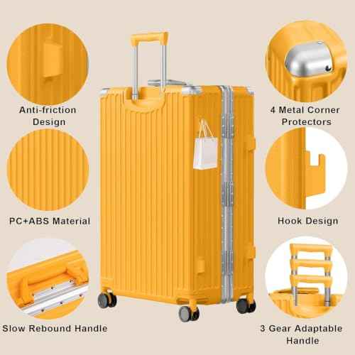 Luggage Sets 2 Piece Aluminum Frame Carry On and Checked Suitcase PC ABS Hard Shell TSA Lock No Zipper