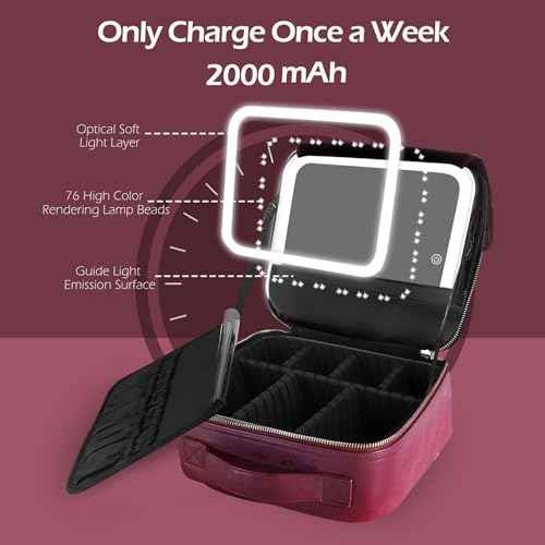 Travel Makeup Bag Cosmetic Bag Makeup Organizer Bag with Lighted Mirror