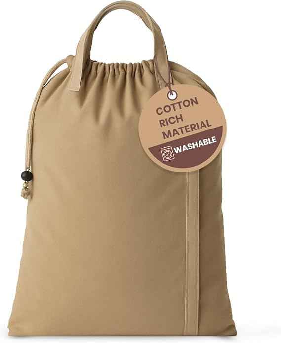 LFH Home Large Premium Cotton Rich Canvas Laundry Bag with Drawstring and Handles Heavy Duty (2 Count)